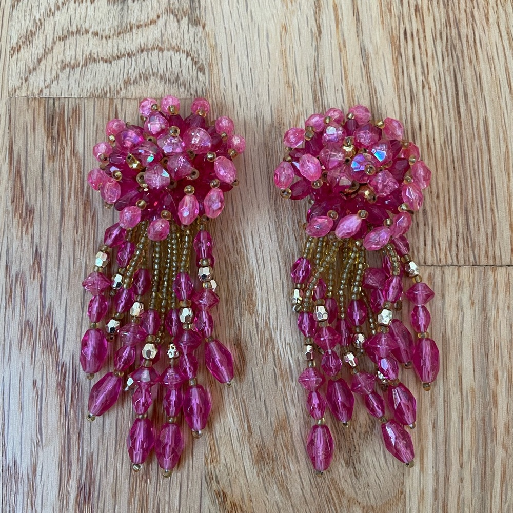 Vintage Pink Clip On Earrings Jewelry